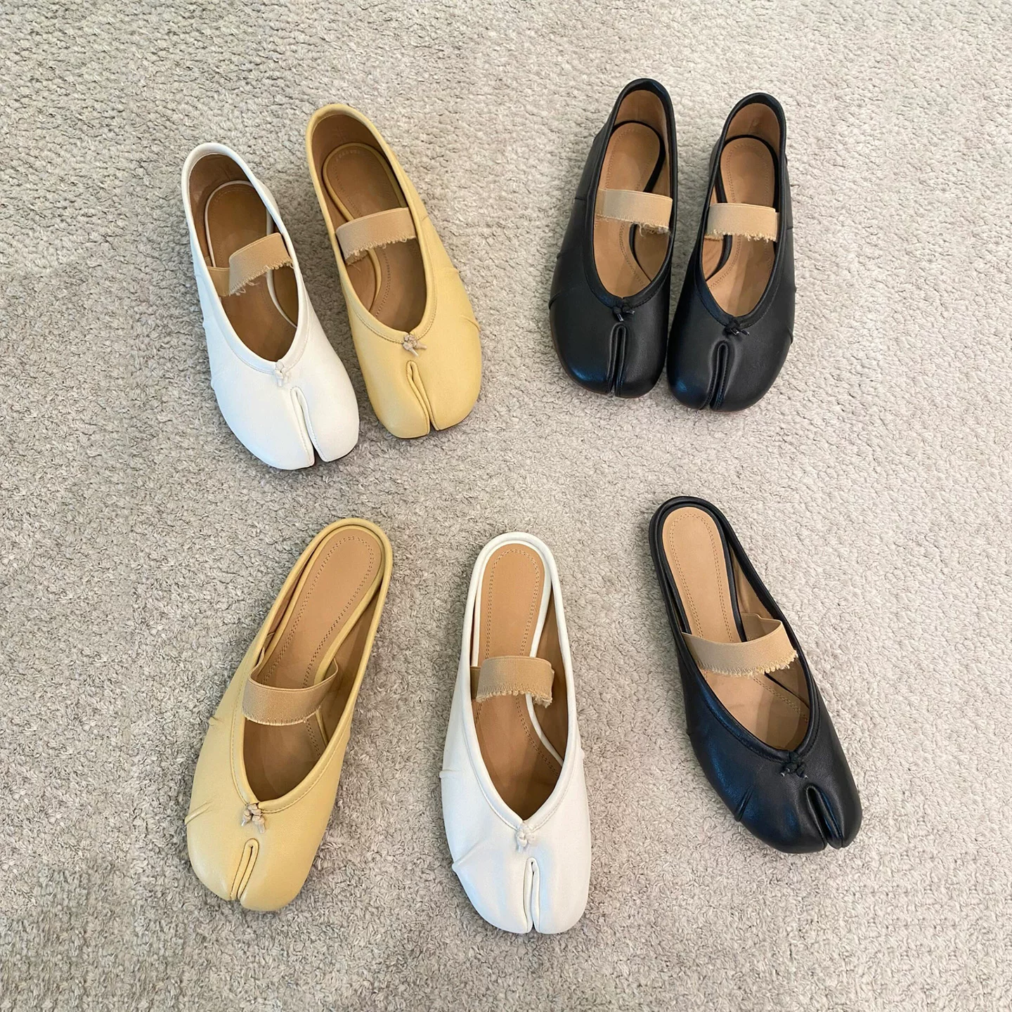 2026 new European and American style split toe pig feet shoes for women, flat bottomed shallow mouth single shoes, French niche one foot shoes, M ü ller shoes for women
