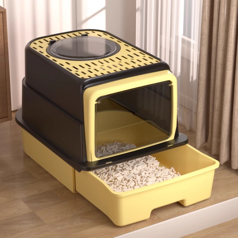 Cat Litter Basin Fully-enclosed Kitten Kitten Supplies Top-entry Oversized Cat Toilet Anti-sand and Odor-proof Small Litter Basin