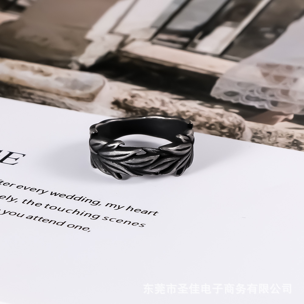 in stock Retro Men's Ring Distinctive Distressed Plant Wheat Ear Boys Titanium Steel Ring Advanced Sense SA1174