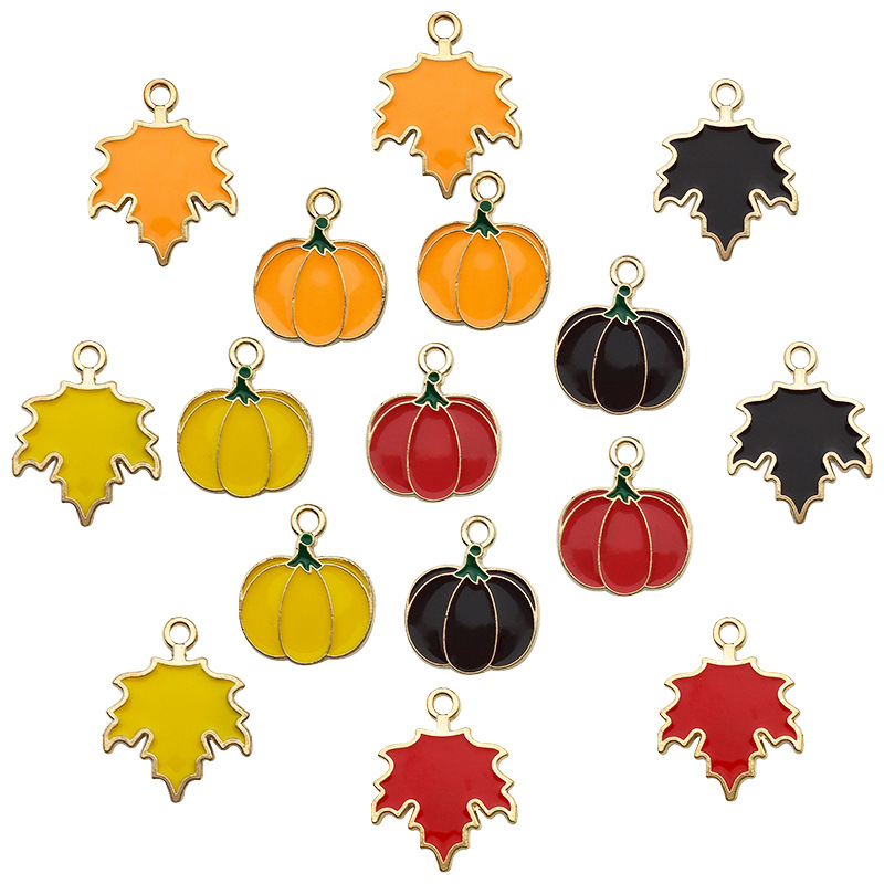 Amazon Hot Sale diy Accessories 1 Thanksgiving Maple Leaf Pumpkin Head Small Pendant Halloween Accessories Costume Accessories