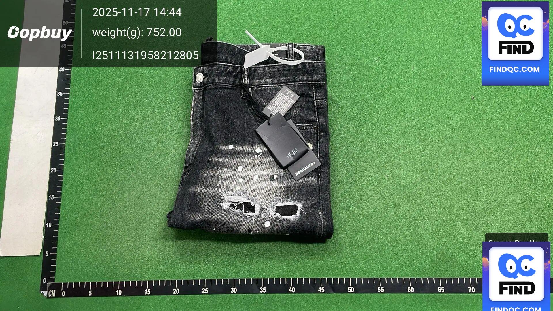 DSQUARED2 Men's Elastic Skinny Slim Fit Trousers Splash Ink Washed Black Patch QC