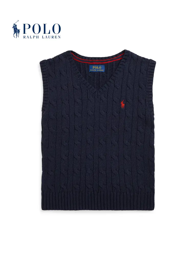 Ralph Lauren/Ralph Lauren Boys Classic Cable Knitted Cotton Knitwear Vest Rl41936
