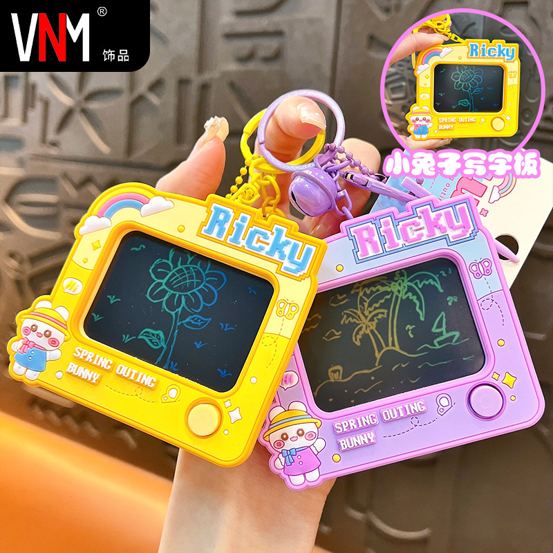 Creative Cute Bear Electronic Sketchpad Keychain Fun Student Small Gift Bag Car Key Accessories Small Gift