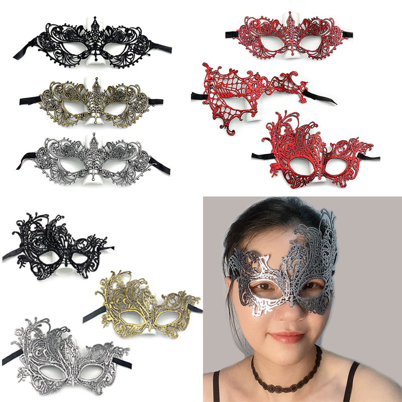 Halloween Lace Eye Mask Set Gold Foil Mask Half-Face Masquerade Performance Props Party Supplies