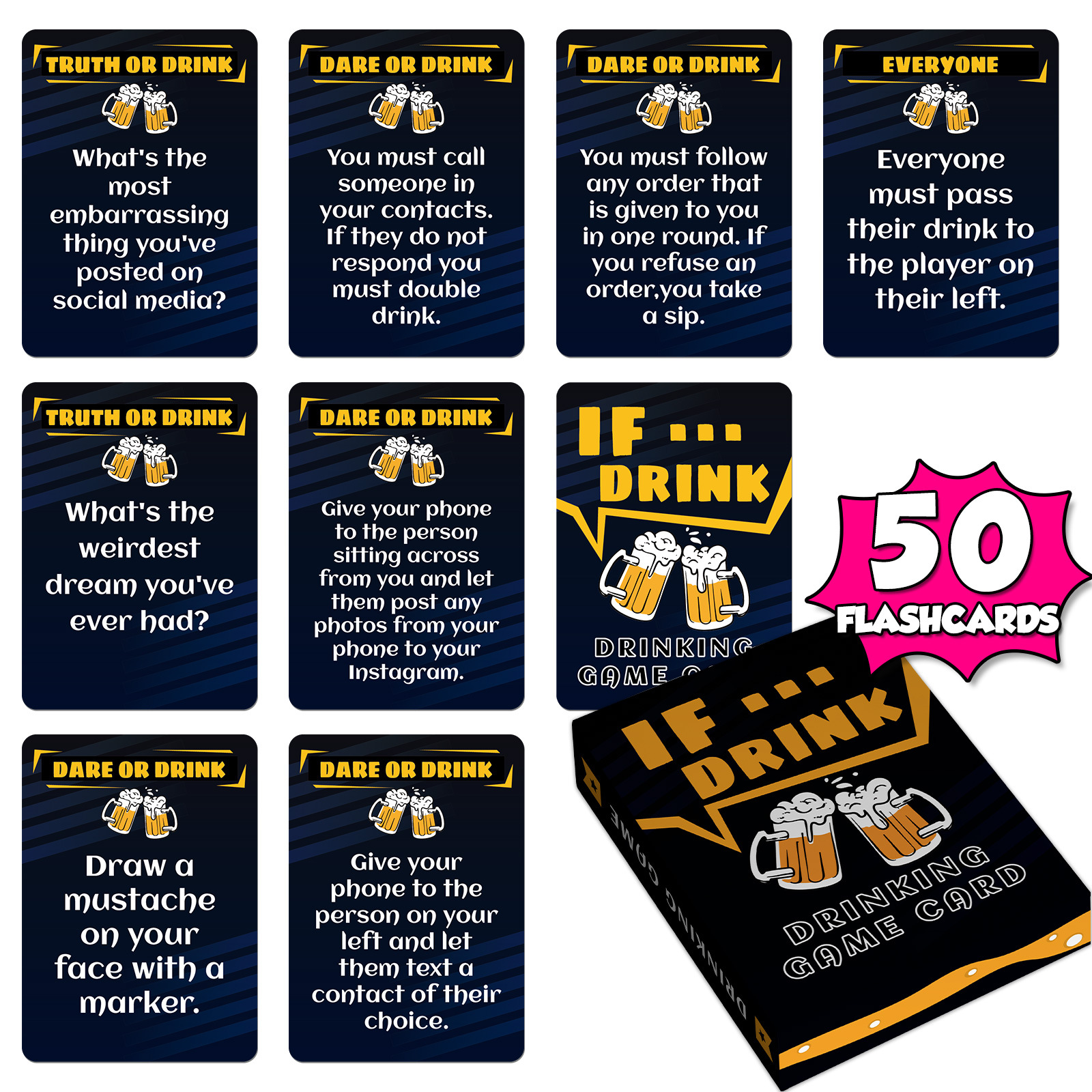 Cross-Border Direct Purchase of 50 Creative and Fun Beer-Themed High-Quality Board Game Cards, a Must-Have for Adult Drinking Games