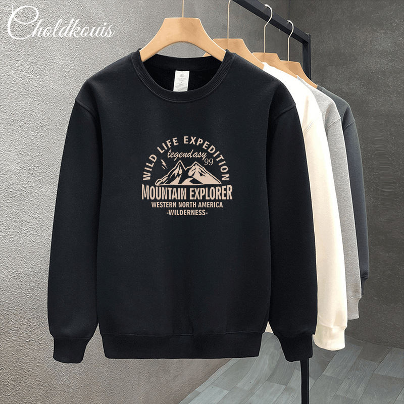 National Fashion American Sweatshirt Men's and Women's Long-sleeved Fat Man Autumn and Winter Plus Fat Plus Trendy Couple Crewneck