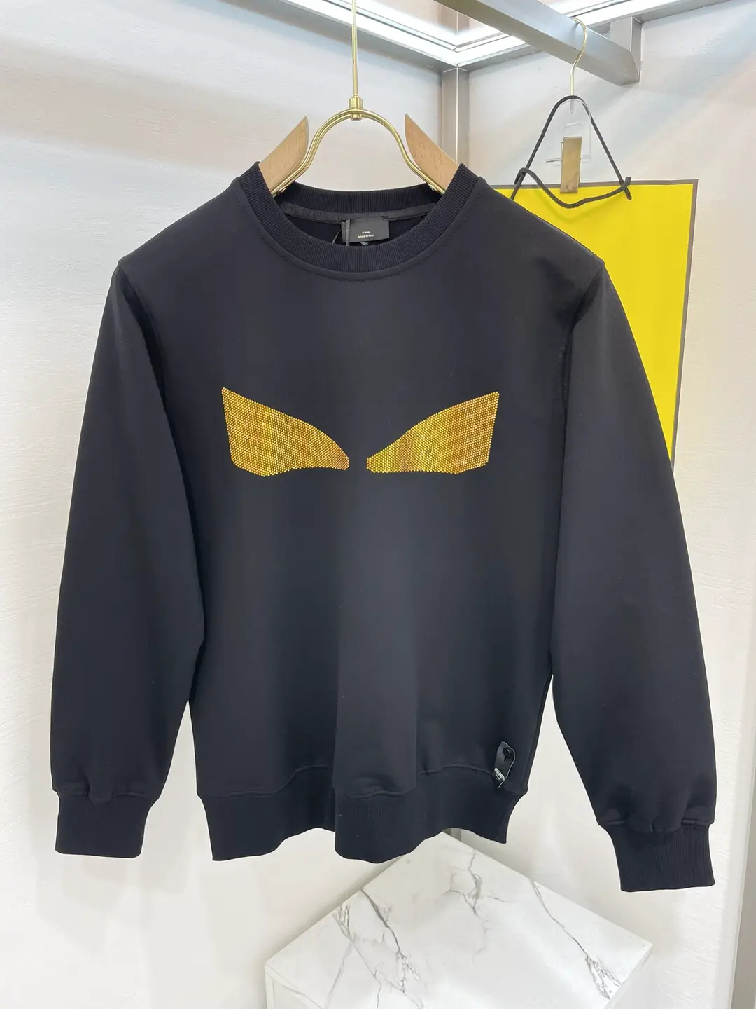 1.1 Correct Version of Celine Fendi F Family Fen Little Monster Hot Diamond Devil's Eye Blcg Round Neck Tb Sweatshirt for Men and Women