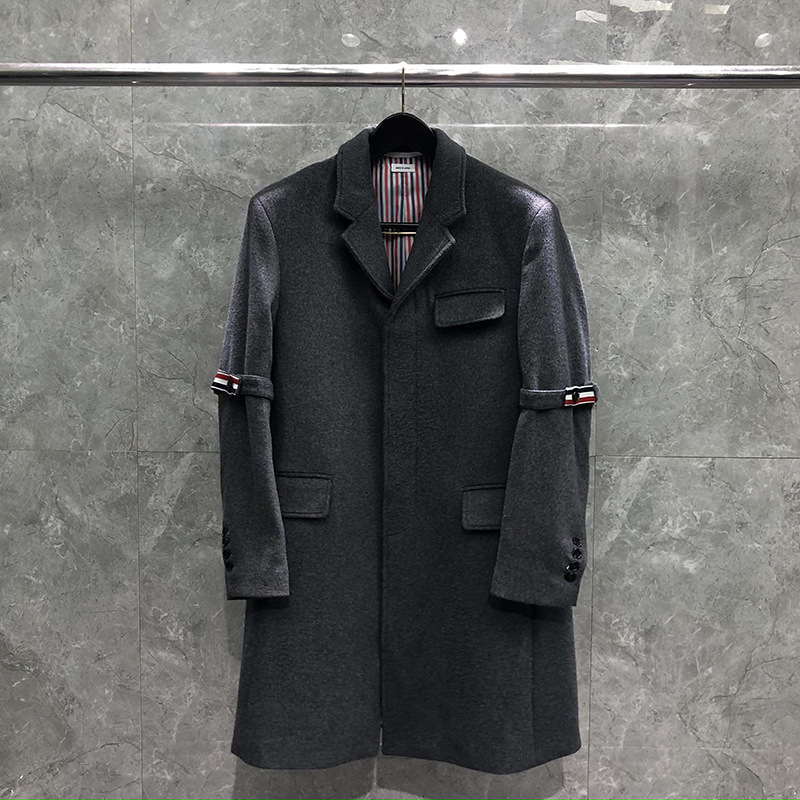 Dongguan brand factory direct sales TB woolen coat men's autumn and winter business casual Korean mid-length coat