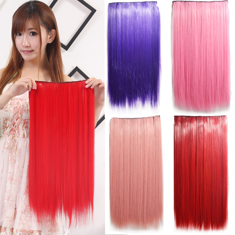 Foreign Trade Wig for Women Cosplay Colorful Hairpiece One-Piece Hair Extension Long Straight Hair High-Temperature Fiber Clip-In Hair