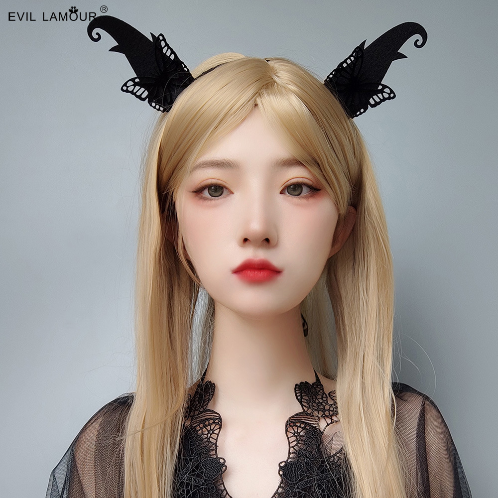 Halloween Black Elf Horn Headband Devil Horn Butterfly Headband Stage Performance Hair Accessories FG-14-1