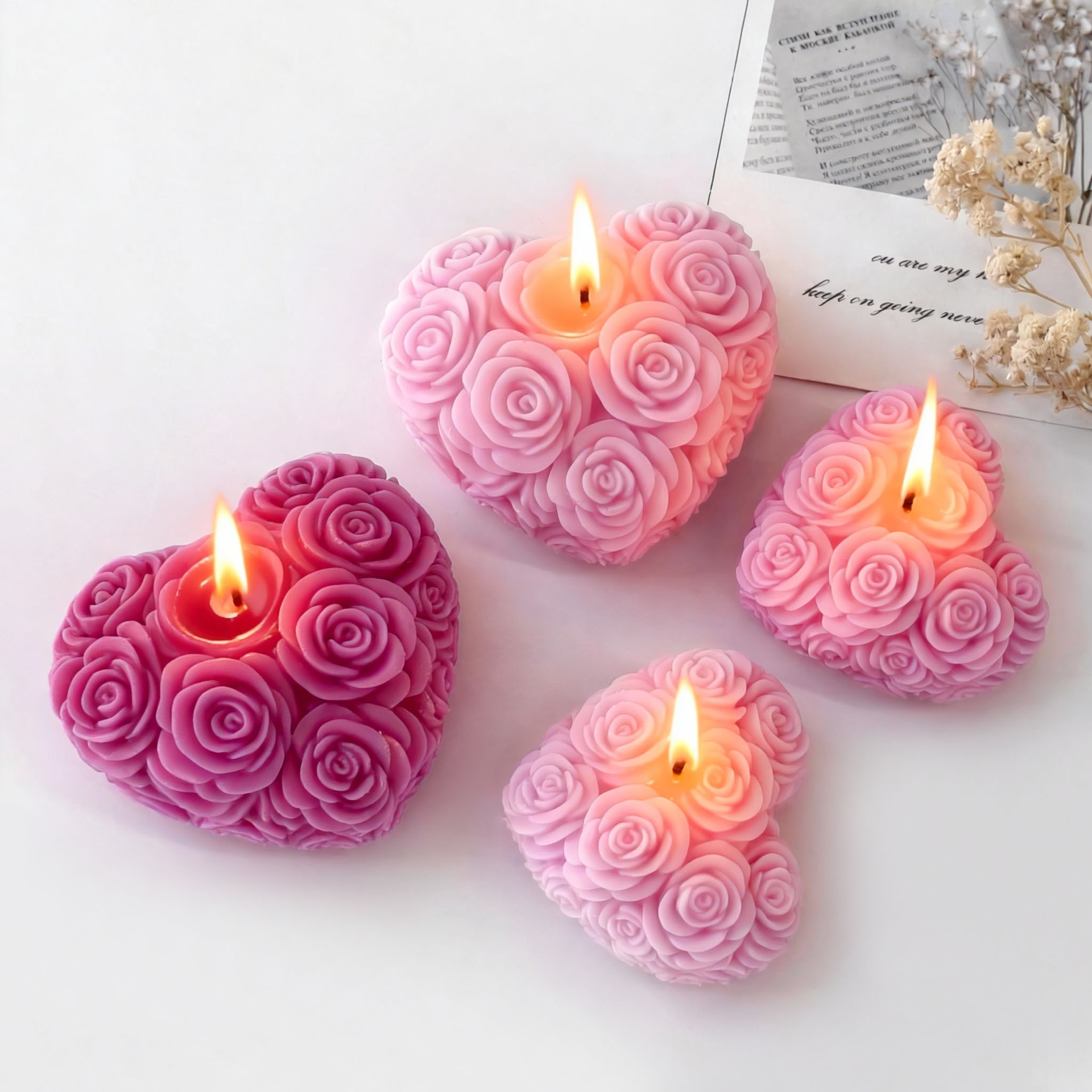 Jiahuimei Love Rose Aromatherapy Candle Silicone Mold DIY Handmade Aromatherapy Chocolate Baking Mold