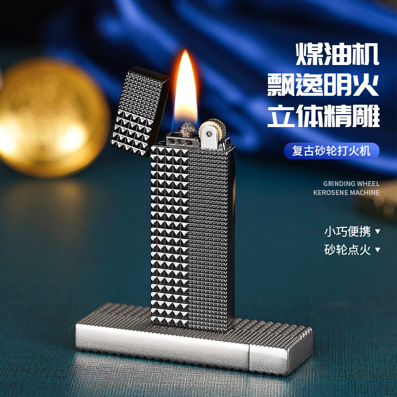 New high-value compact portable lighter retro kerosene lighter grinding wheel open flame cigarette lighter business gifts