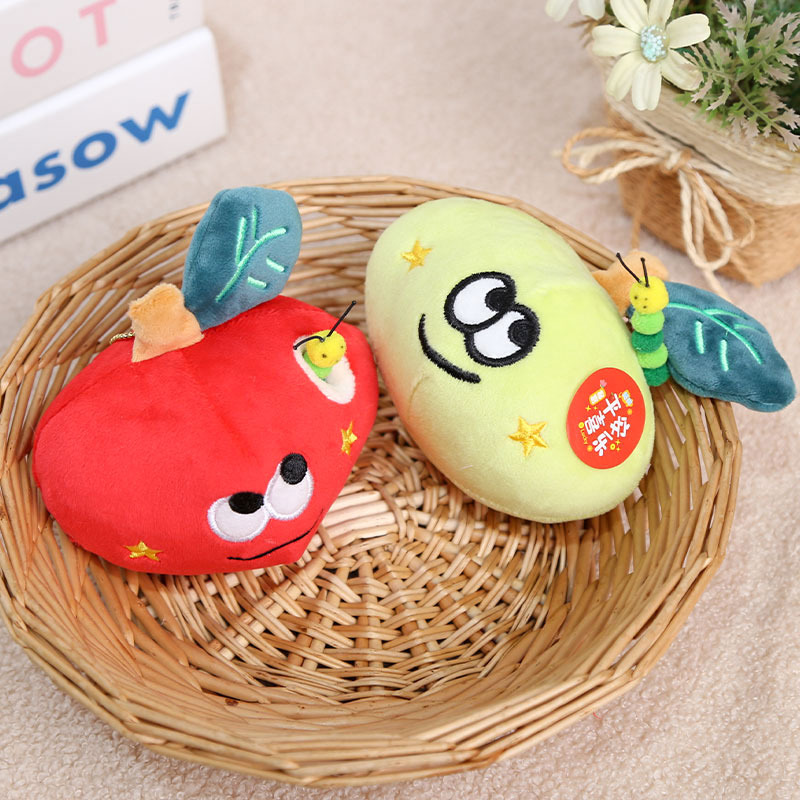 Hole-In-The-Wall Apple Pendant Red Apple Fruit Doll Girl's Bag Charm Plush Toy Wholesale Stress Relief Toy