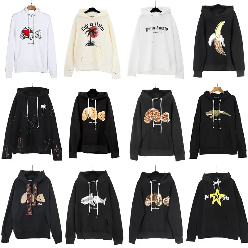 Wholesale Cross-Border Trendy Brand Palm Angel Decapitated Bear Embroidered Hoodie for Men and Women, Couple Bf Loose Hoodie Jacket