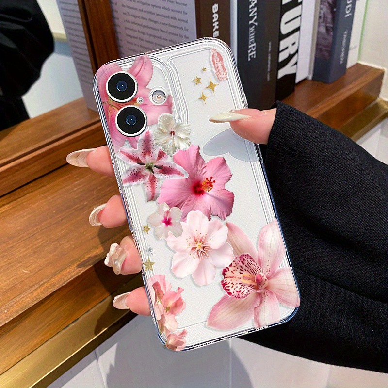 Suitable for Apple 15Promax Mobile Phone Case 16 17 New Style 15 Fine Hole Space Shell 7/8 Soft Shell 11 Flower Lily