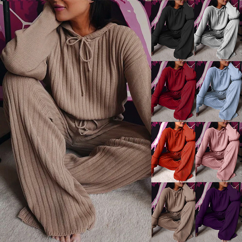 Spot Amazon Explosions European and American Women's 2023 Autumn New Long Sleeve Loose Hooded Casual Suit OM9436