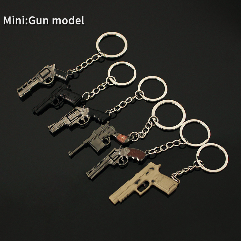 small size Alloy Pistol Model Mini Breta Mauser M1896 Ruger P08R45 Bull Keychain Pendant