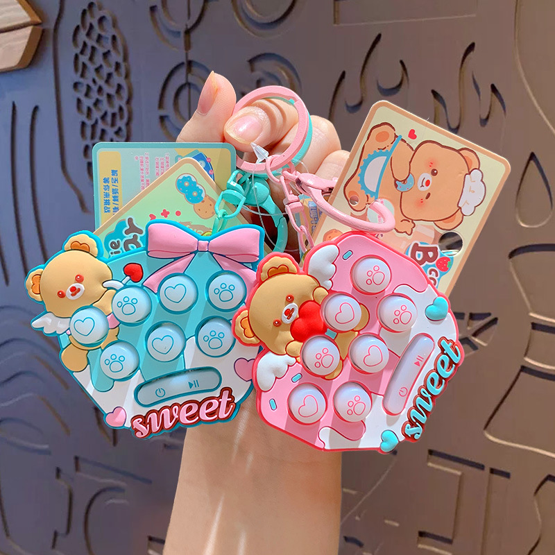 Genuine Cream Bear Gmouse Machine Keychain Cartoon Game Machine Keychain Couple Bag Pendant Small Gift Wholesale
