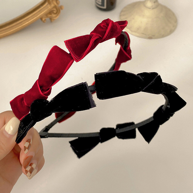 Korean Summer New Arrival Bow Velvet Hair Band Vintage All-match Pressed Hair Band Lady Hair Accessories Wholesale Jewelry