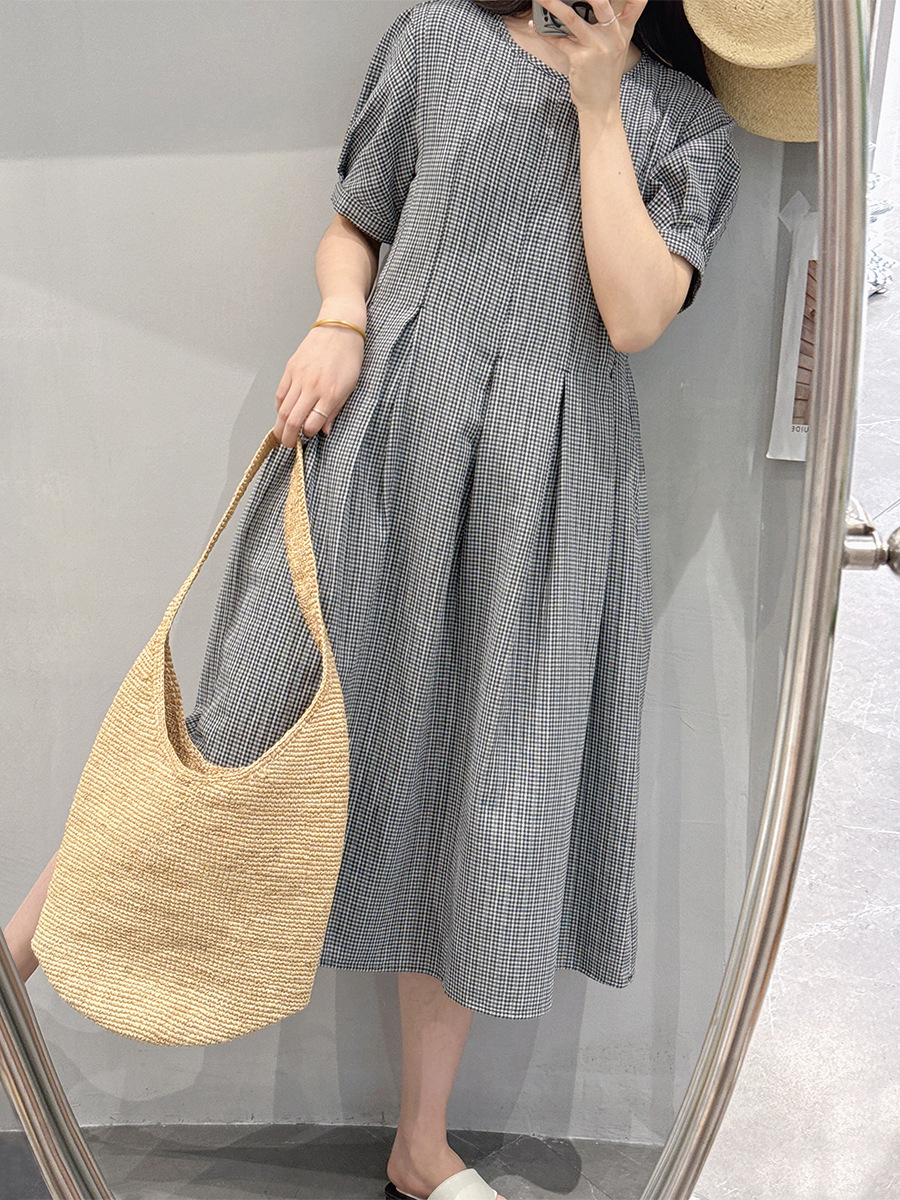 Plus Summer New Design Round Neck Chinoiserie Elegant Double Layer Cotton Age-Reducing Slimming Look Dress