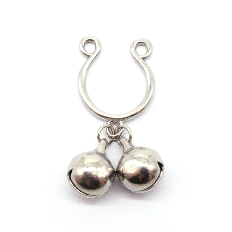 Gaibei European and American cross-border Bell breast clip breast ring non-hole puncture breast ring chest nail chest decoration vibration Bell breast ring