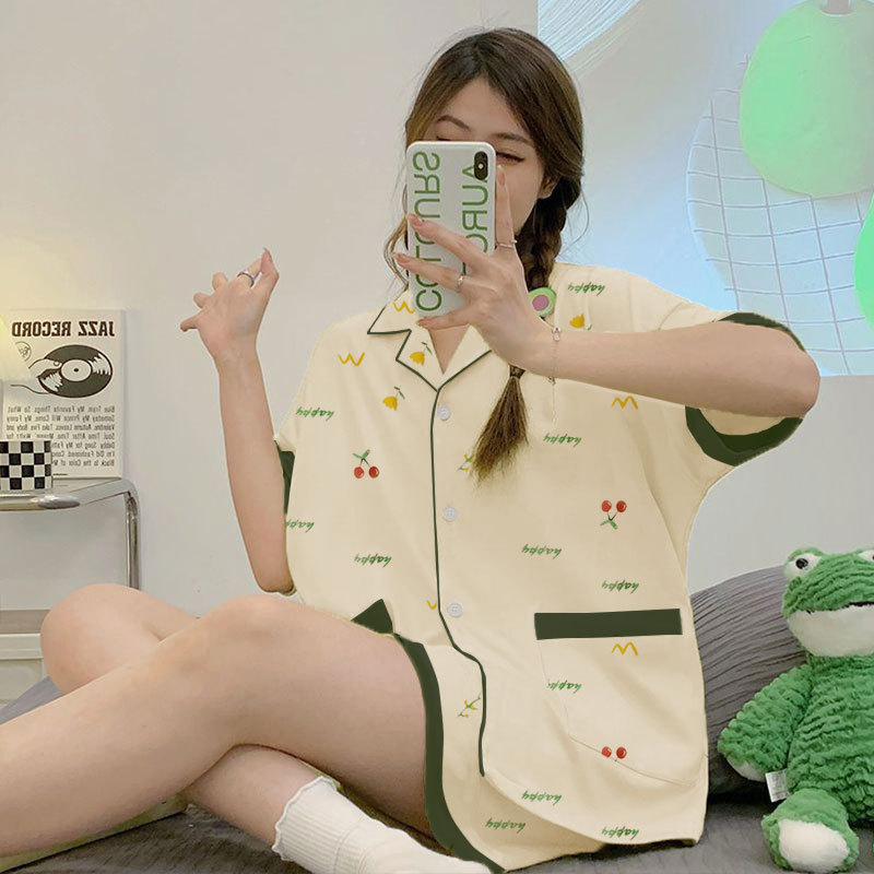 Fresh Pastoral Style Pajamas Women's Suit Summer Pure Cotton Japanese Style Small Floral Women's Short-Sleeved Loose Casual Home Wear