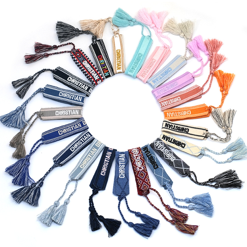D star wristband European and American cross-border popular letter bracelet embroidery woven bracelet tassel jewelry Zdjęcie QC z 1688 na Qualit.ly