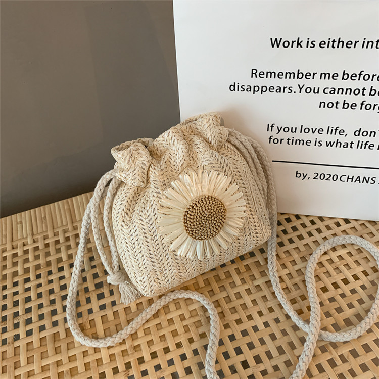 Woven Bag Women's Bag New Trendy 2020 Summer Straw Cute Ins Bucket Bag Personalized Girl Shoulder Crossbody Bag