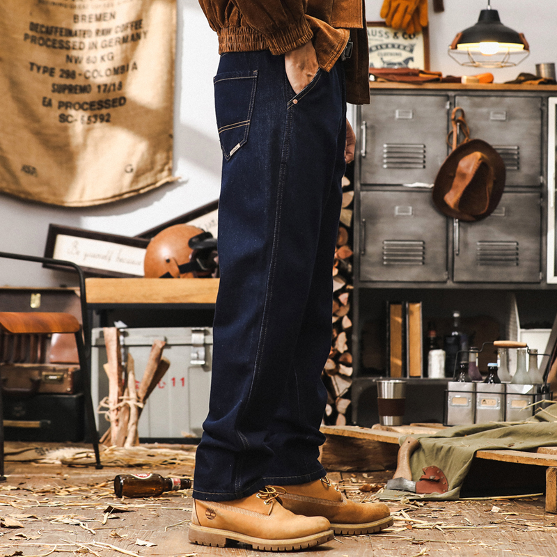 Reactive Dye Anti-fading Jeans Men's Loose Straight American Tannin Trendy Brand Pants Men's Autumn Washed Casual Pants
