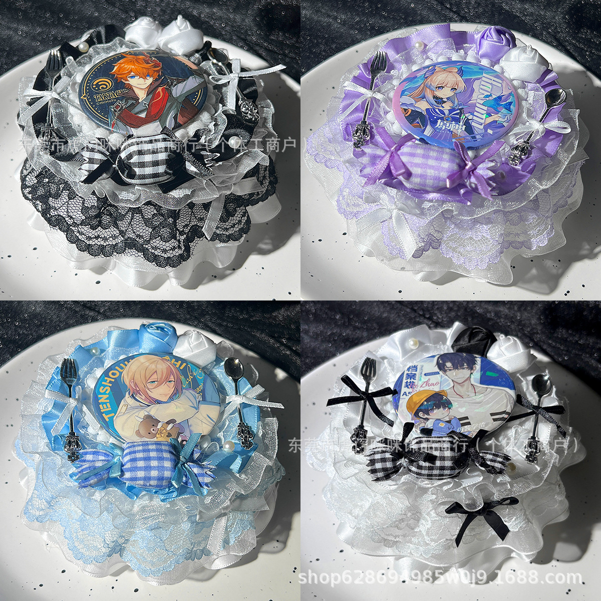 Gorgeous Cake Bracket Finished Products Ins Style Gumei Hand-made Lace Wrapping Material Fit Original God Badge Bracket