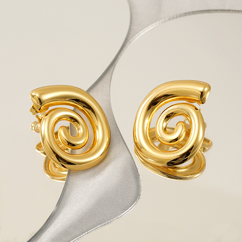 Cross-border new spiral titanium steel earrings creative fashion trend personality women's hot selling earrings earrings