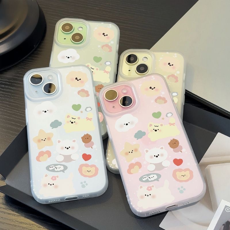 Summer Ins Style Dessert White Dog Suitable for Apple 15 Mobile Phone Case 15Pro Soft Shell 14 Suitable for 13 Matte 11