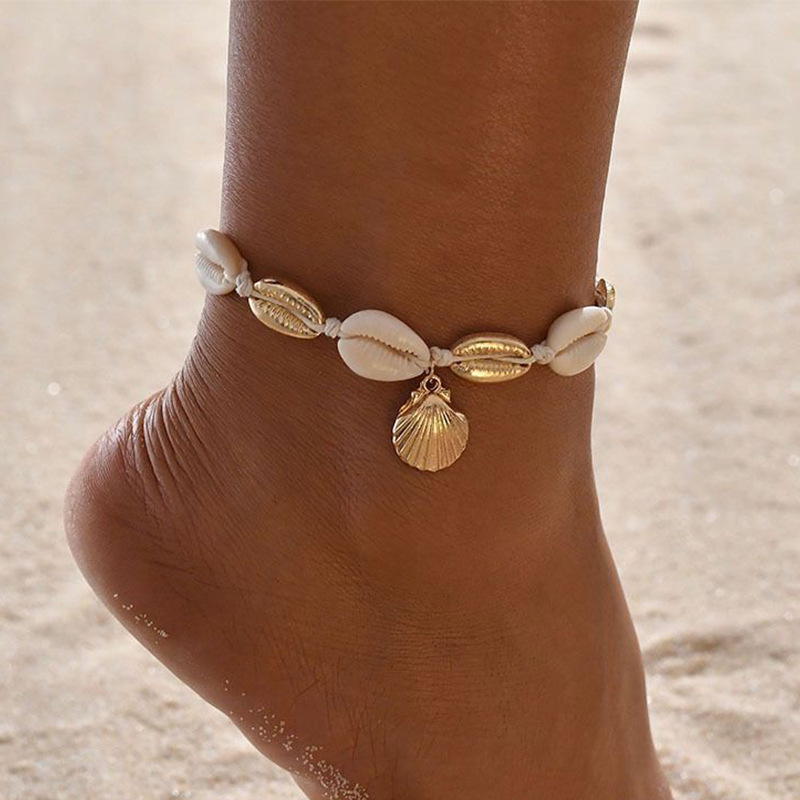 European and American cross-border bohemian beach anklet simple fashion Shell anklet hand-woven women's anklet