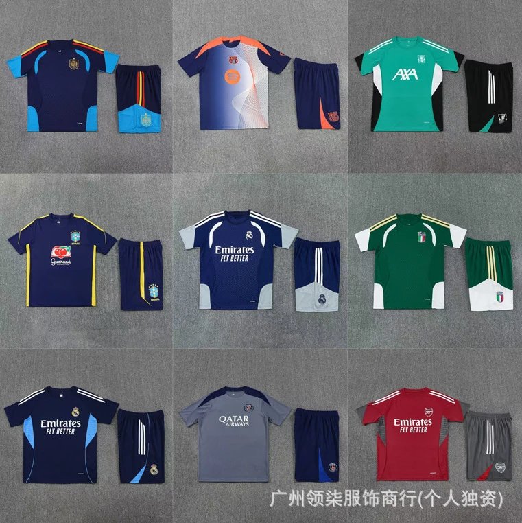 足球服短袖阿森纳阿根廷墨西哥意大利双口袋套装训练服球衣批发