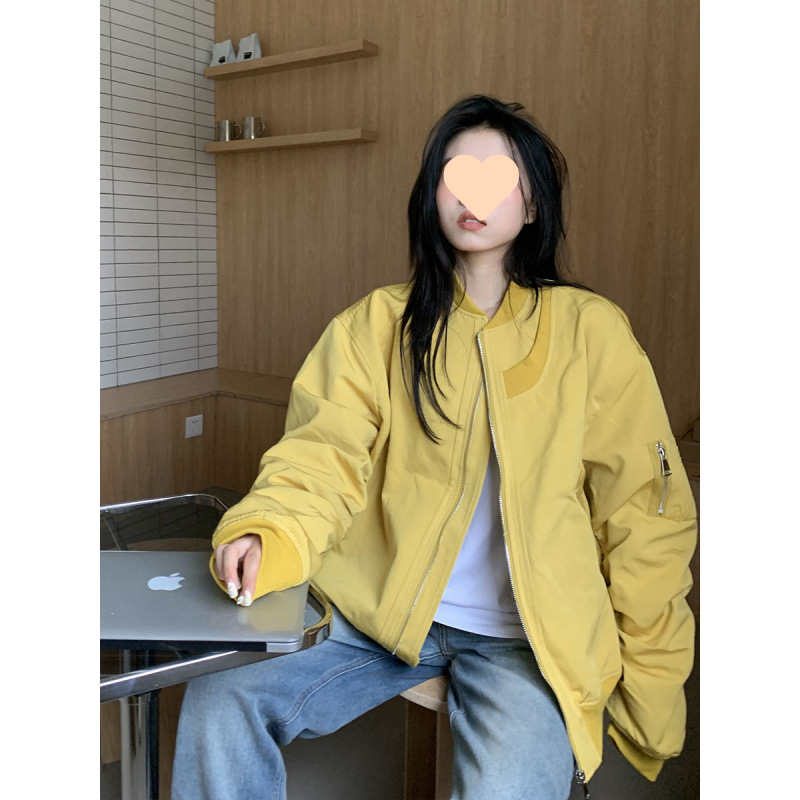 Grey Baseball Suit Women's Autumn and Winter 2024 New Loose All-match High-end Flying Suit Zipper Work Jacket Coat