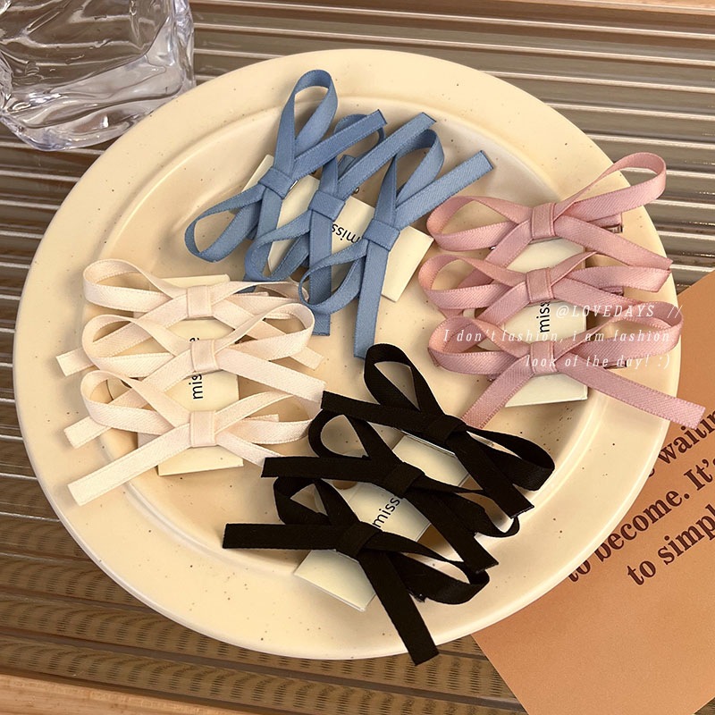 French Style Lace Style Clip Sweet and Spicy Atmosphere Ribbon Small Bow Blade Hairpin Princess Hairstyle Headwear Clip