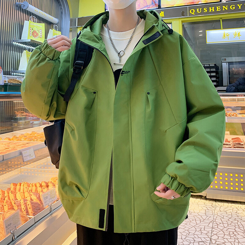 Jacket Men's Spring 2025 New Coat Teenager All-match Charge Loose Hooded Jacket Fashionable Men's Top