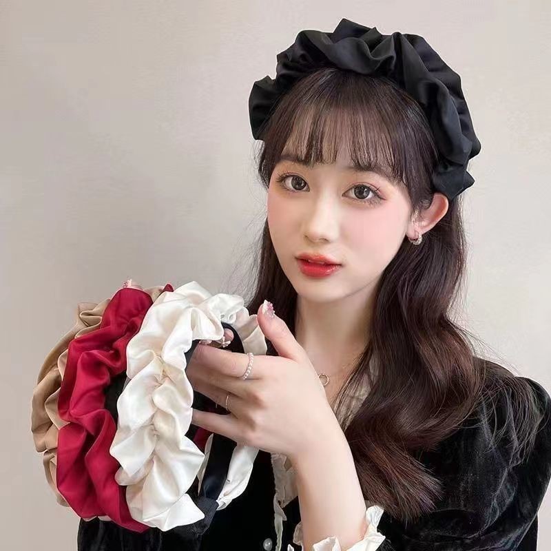 High cranial top large intestine pleated hairband women's wide-brimmed hair accessories face small wash face retro high-end jewelry hairpin wholesale