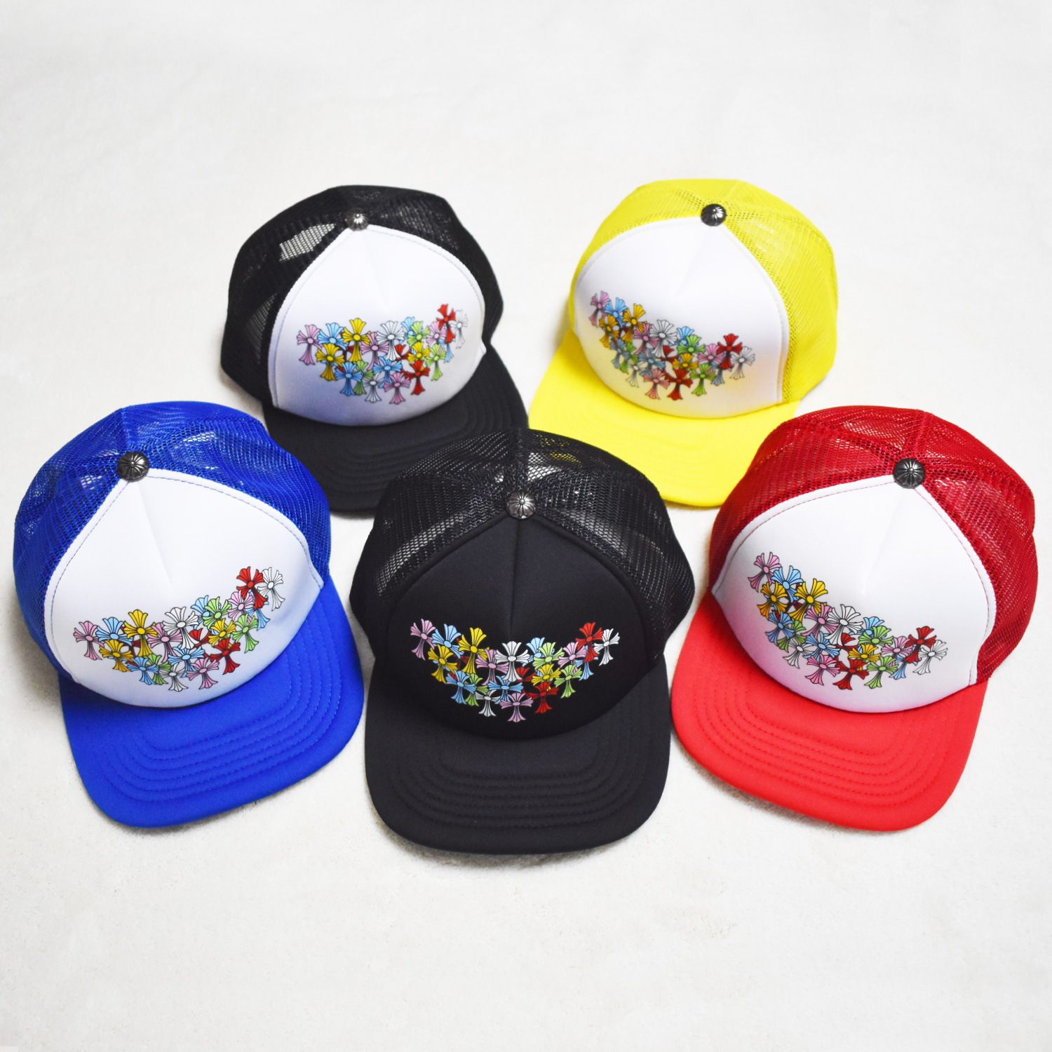 European and American Trendy Brand Chrome Silver Heart Heart Baseball Cap Cross Medal Large Brim Hat Sun Hat for Men and Women