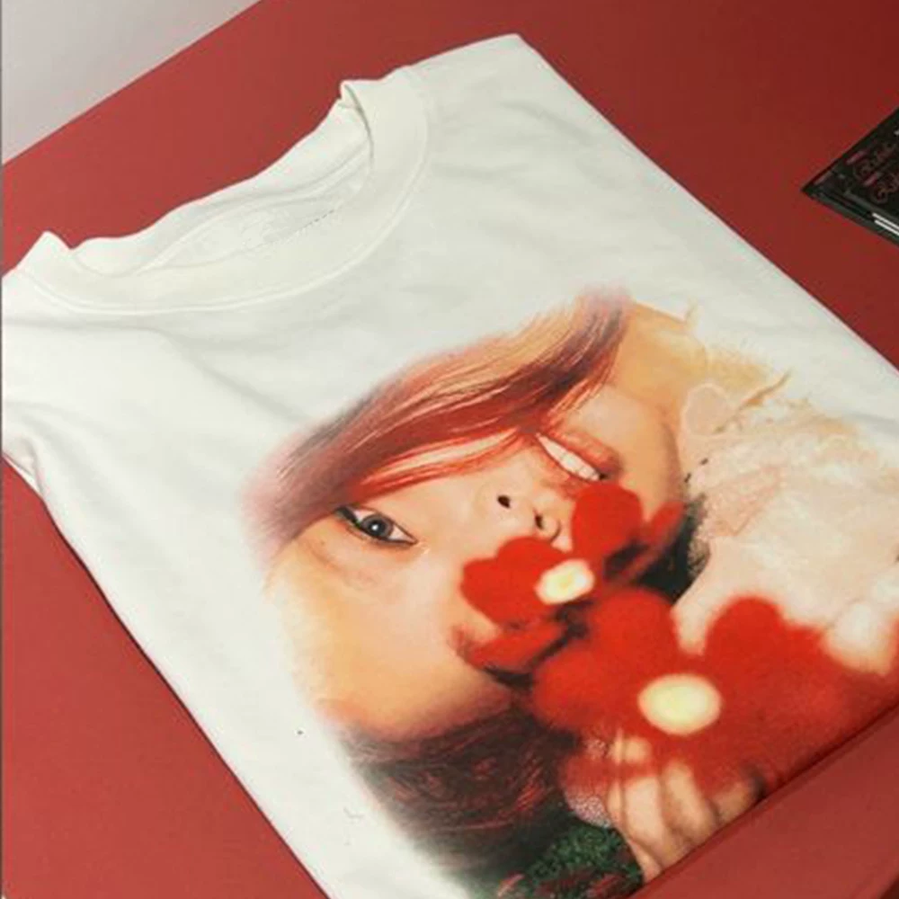Jennie Photo Flower Tee T-Shirt Kpop Collaboration T-Shirt Top Trendy