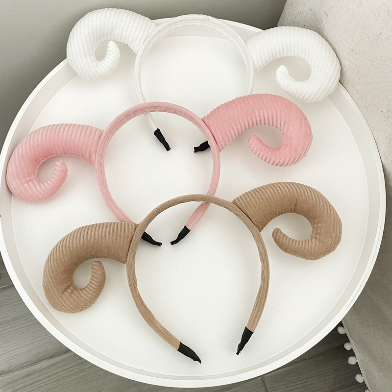 Sheep Horn Headband Halloween Devil Horn Headwear Sweet Sheep Headband Cartoon Animal Sheep Horn Hair Cave Female