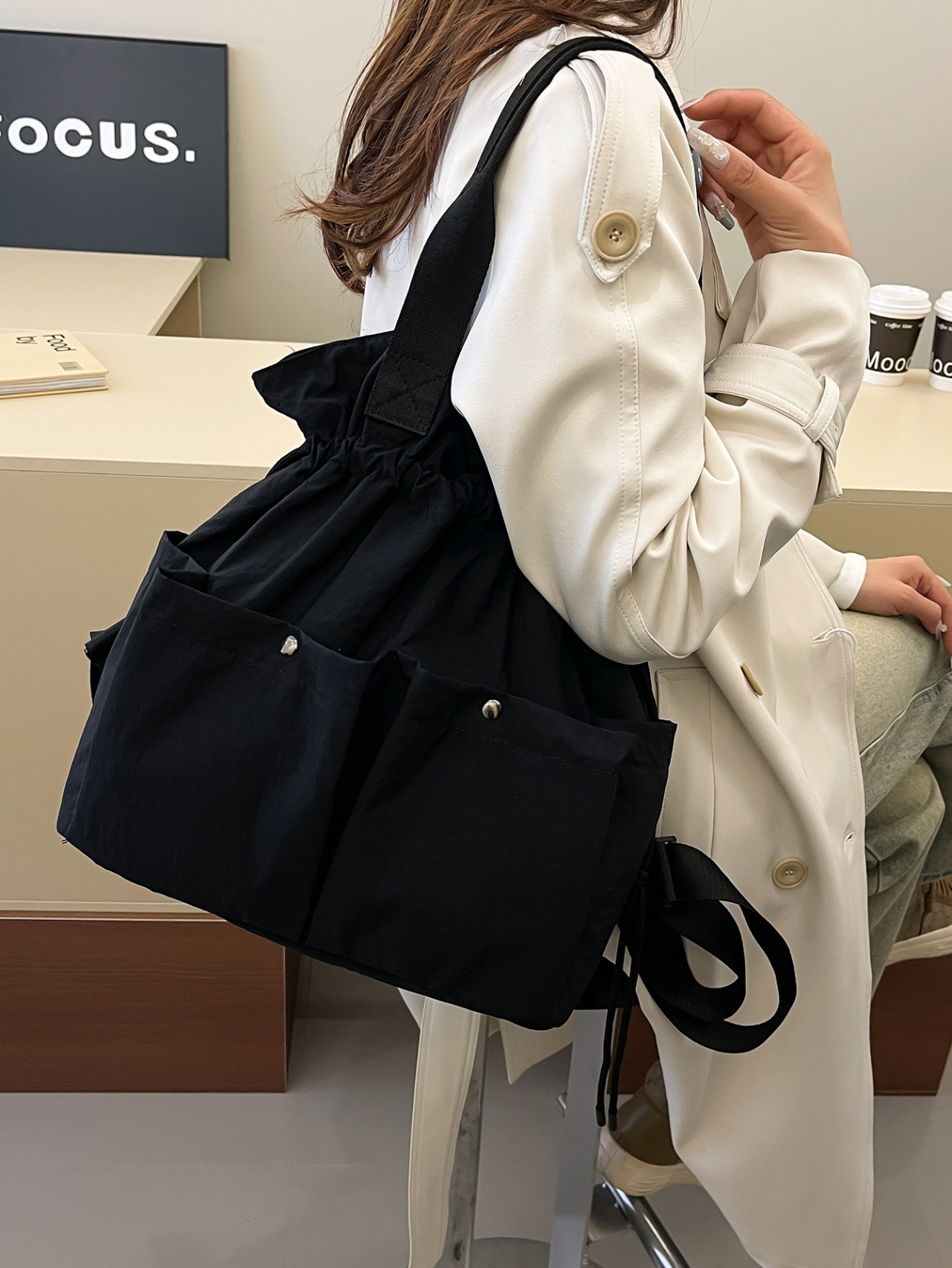 New Backpack Cloud Bag Drawstring Multi-functional Shoulder Tote Bag Travel Bag Lightweight Large Capacity Women's Bag