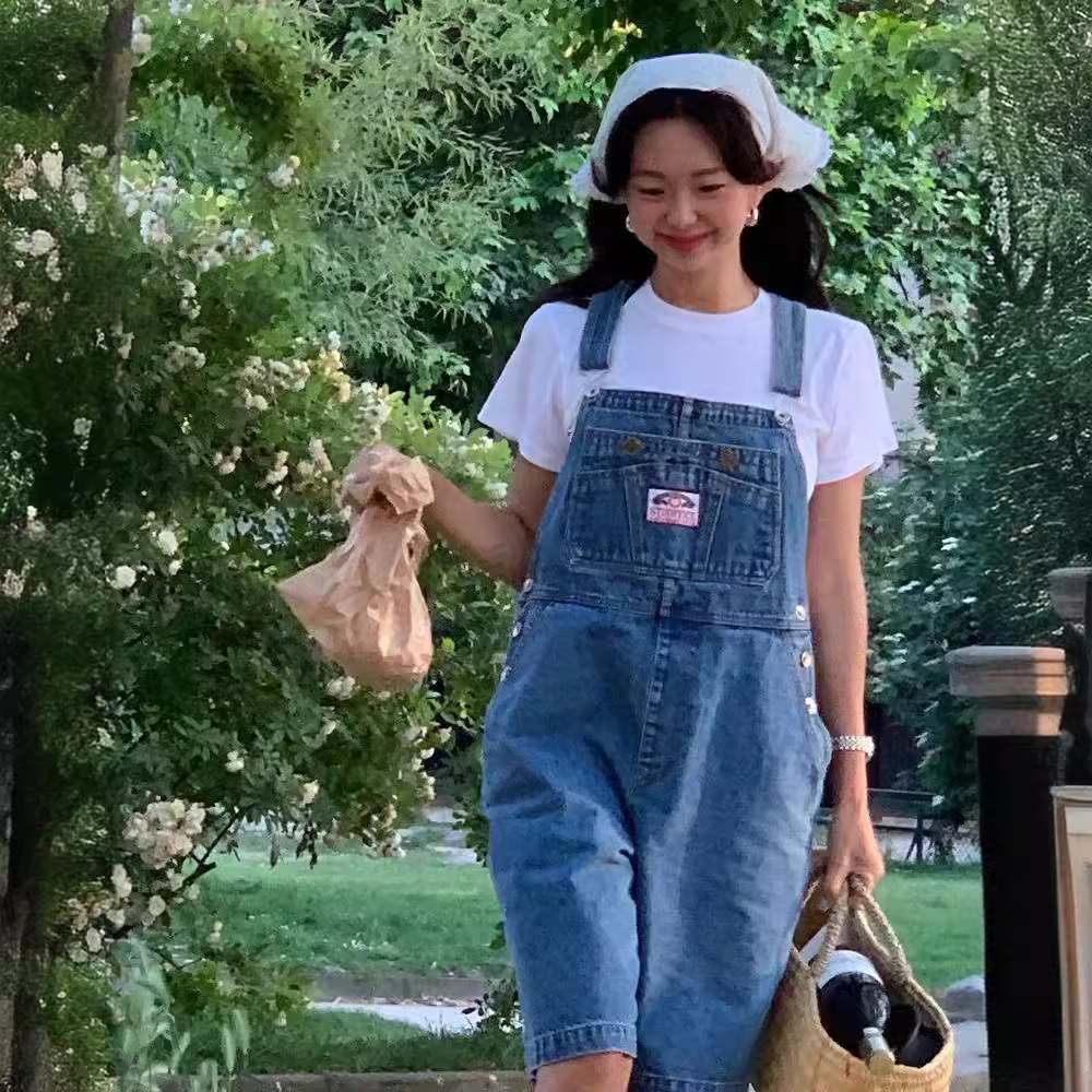 Now Ng Korean Dongdaemun Designer S*U Blogger Fever Straight Casual Denim Shorts Overalls