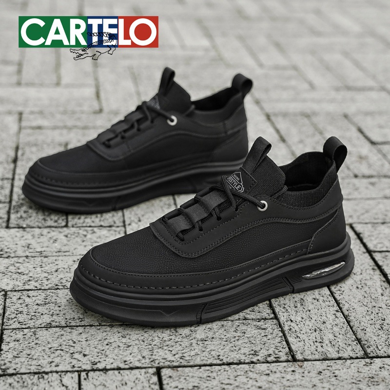 Cardile Crocodile Men's Shoes Winter Soft Sole Comfortable Thick Sole Heightening Work Commuter Shoes Black Sports Casual Shoes for Men
