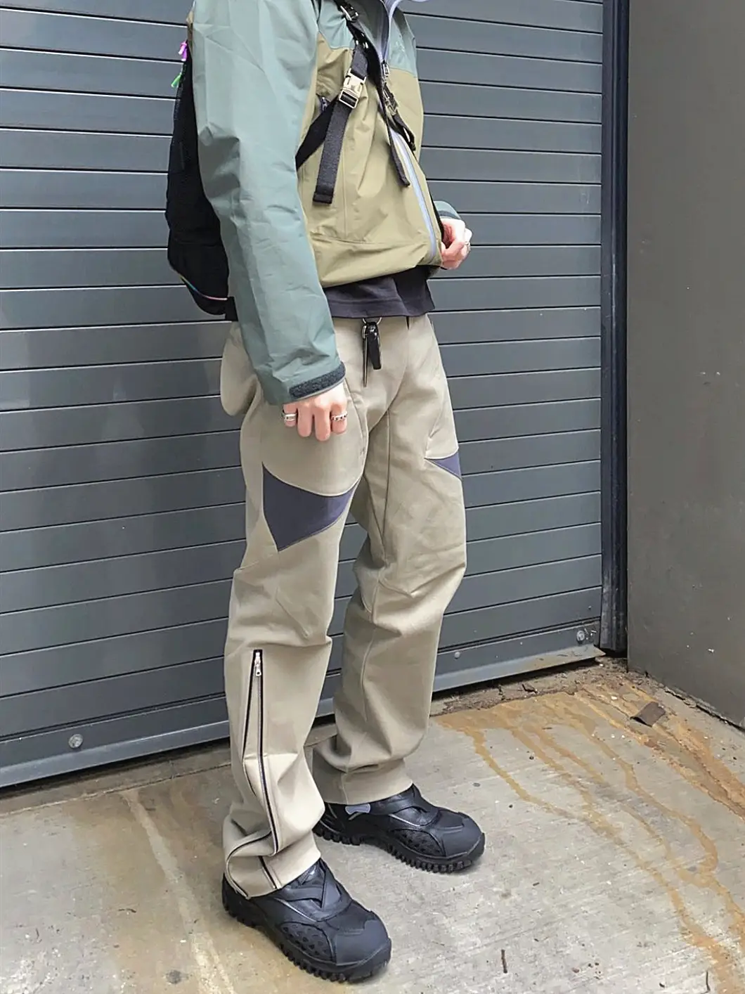 Cmmawear American style high street micro flared pants zipper Casual Straight-leg Cargo Pants Trendy Easiest for match ins style pants