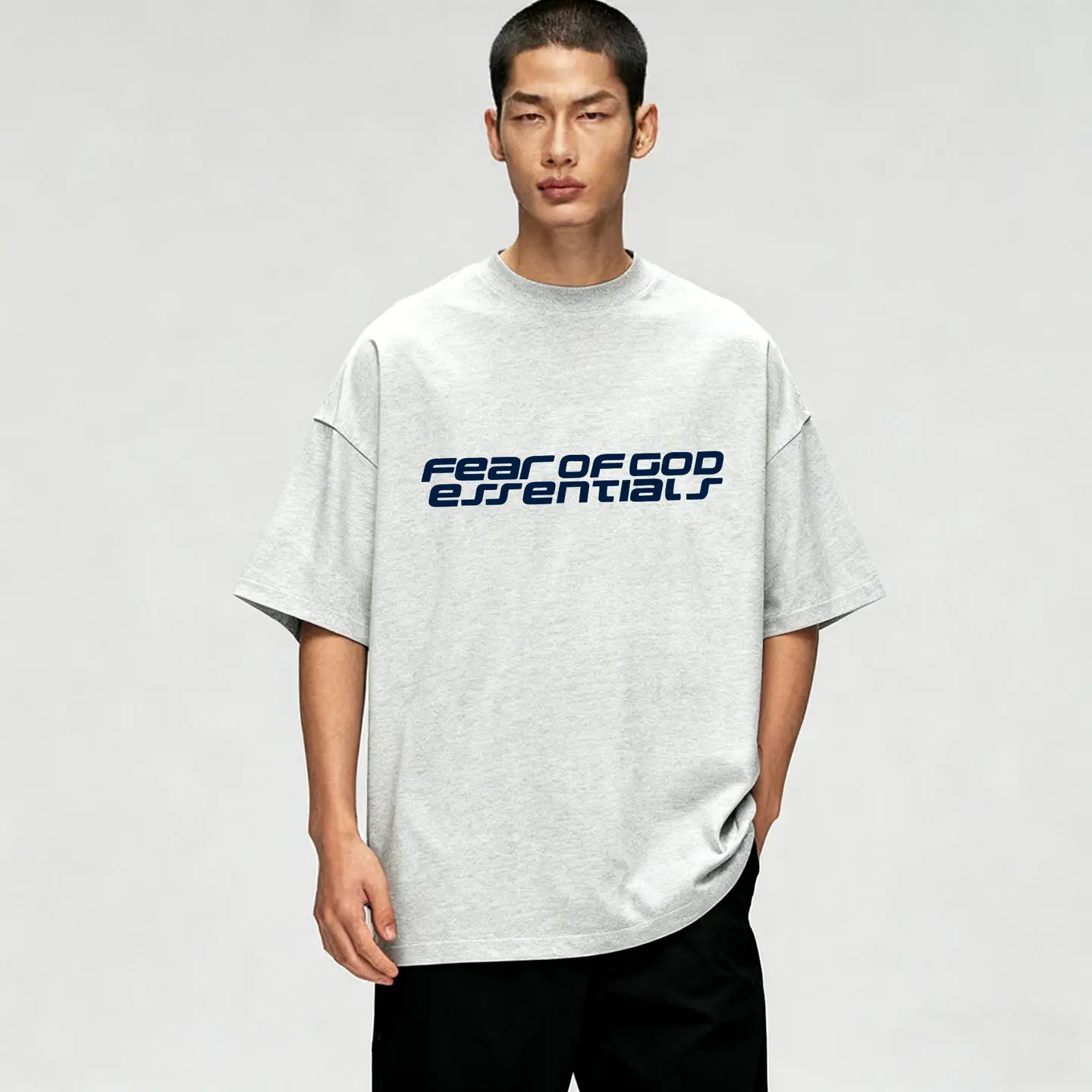 Essentials Multi-Line American High Street Fashion Brand Loose Short-Sleeved T-Shirt for Men and Women with Letter Printing Pure Cotton Summer