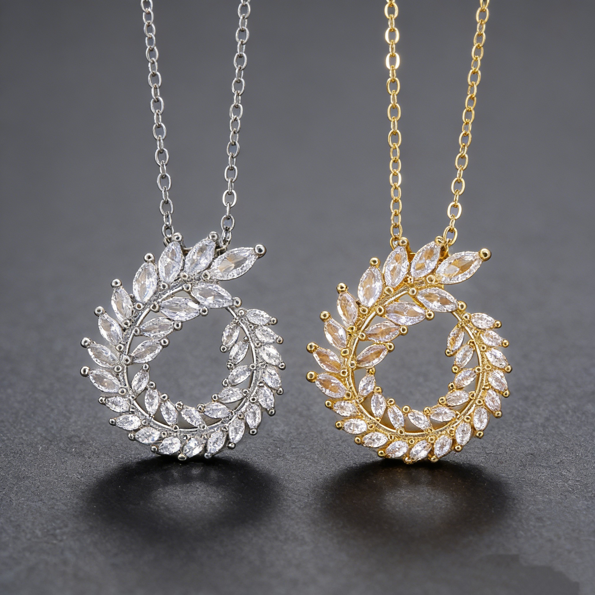 European and American Fashion Wheat Zircon Pendant Copper Gold-Plated Necklace Light Luxury Niche Versatile Elegant Commuter Clavicle Chain