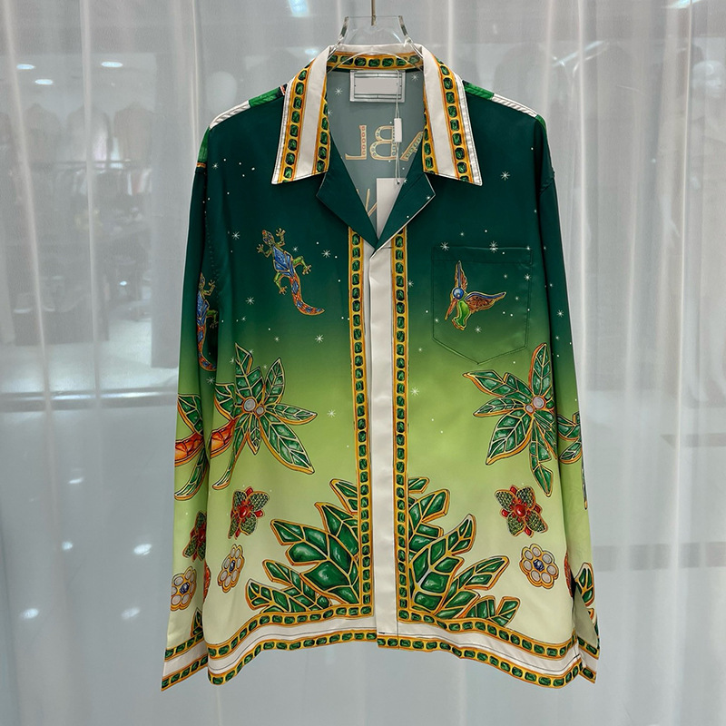 2024 spring and summer new European and American trend cross-border trade digital printing youth fashion men's long sleeve shirt tide