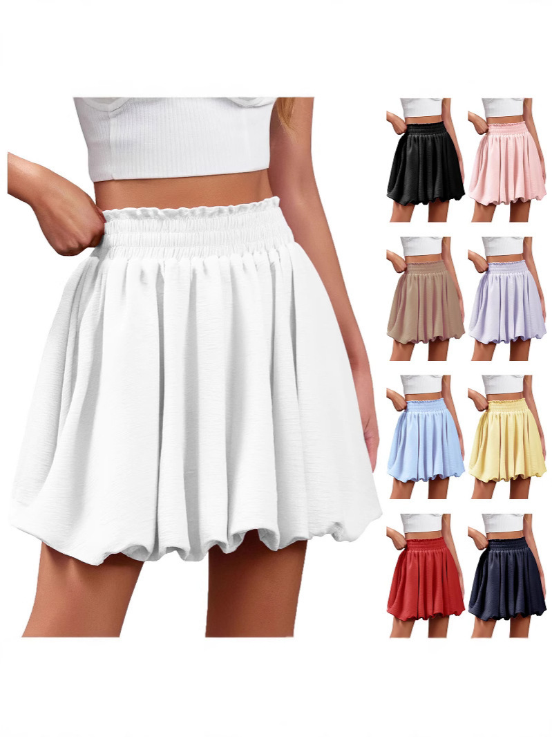 Amazon 2026 European and American Style Pleated Spring Mini Fashion Half-Length Cake Bubble Skirt White Black