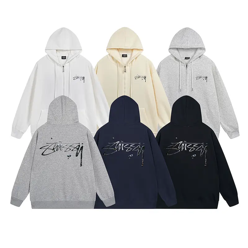 One piece Stus Hooded Sweatshirt Heavyweight high version hooded sweatshirt couples wear tide across the border